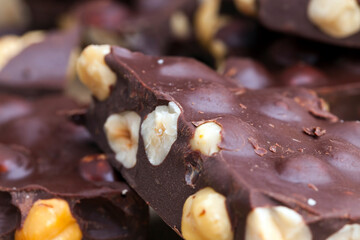 homemade chocolate with lots of cocoa and hazelnuts