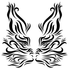 lynx head with graceful elegant black lines