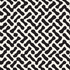 Vector seamless hand-painted pattern. Abstract decorative background with brush strokes. Monochrome hand-drawn texture.