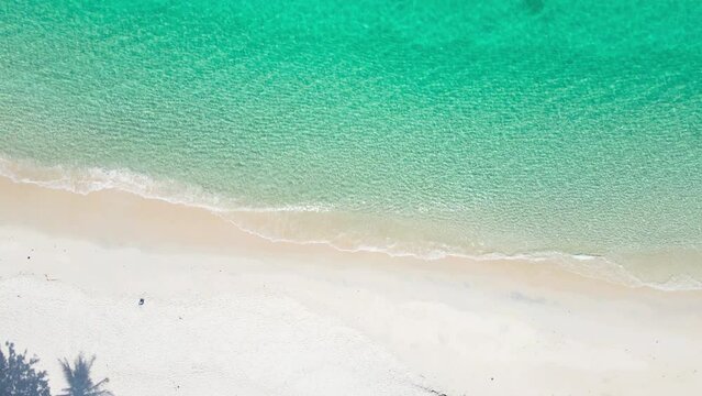 4K. Nature video. Aerial view top view of tropical beach sea in summer travel. Nature and travel concept.