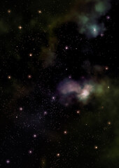 Star field in space and a nebulae