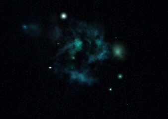 Star field in space and a nebulae
