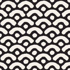 Vector seamless hand-painted pattern. Abstract decorative background with brush strokes. Monochrome hand-drawn texture.