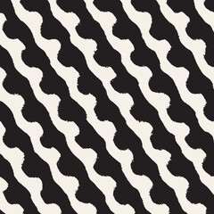 Vector seamless hand-painted pattern. Abstract decorative background with brush strokes. Monochrome hand-drawn texture.