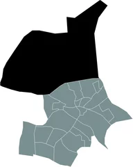 Fototapeten Black flat blank highlighted location map of the SCHAARSBERGEN EN OMGEVING DISTRICT inside gray administrative map of Arnhem, Netherlands © Momcilo