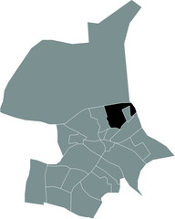 Black flat blank highlighted location map of the MONNIKENHUIZEN DISTRICT inside gray administrative map of Arnhem, Netherlands