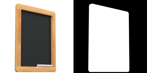 3D rendering illustration of a wood chalkboard frame