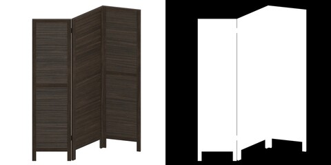 3D rendering illustration of a wood room panel divider