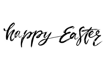 Happy Easter hand drawn lettering inscription. Brush calligraphy text.