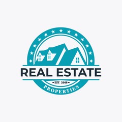 Modern real estate badge circle logo design with business card