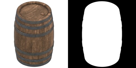 3D rendering illustration of a wooden barrel
