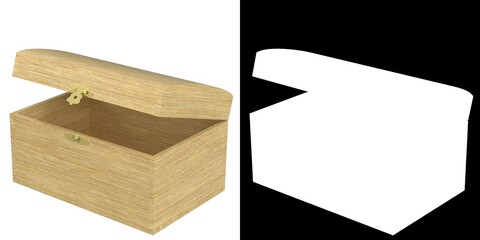 3D rendering illustration of a wooden box for decoupage