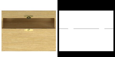 3D rendering illustration of a wooden box for decoupage