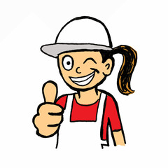 Smiling waitress with thumb up.
