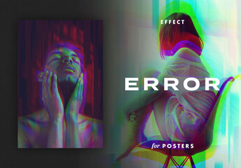 Poster Error Distorted Glitch Photoshop Effect Mockup