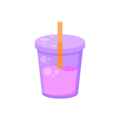 Abstract Flat Fast Food Drink Soda In A Glass With A Straw Meal Background Vector Design Style Cooking, Breakfast