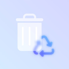 ecology glass morphism trendy style icon. reuse waste transparent glass color vector icon with blur and purple gradient. for web and ui design, mobile apps and promo business polygraphy