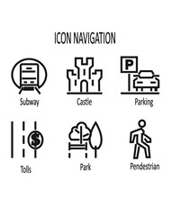 set of icons for web design. Directional map navigation icon symbol illustration eps