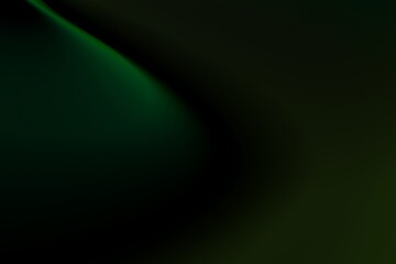 Abstract illustration of green light waves propagating towards each other with different intensity and frequency in a dark background