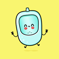 Fototapeta premium Cute funny urinal character. Vector hand drawn cartoon kawaii character illustration icon. Isolated on blue background. Urinal character concept