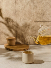 green tea in a teapot