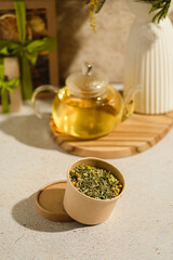 green tea in a teapot