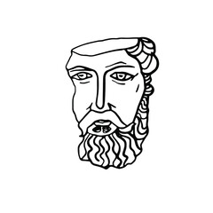 vector countinious line drawing of ancient greek sculpture isolated on white background