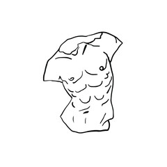 vector countinious line drawing of ancient greek sculpture isolated on white background