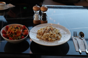 Food in a restaurant.