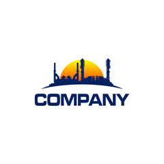 Fototapeta na wymiar modern factory skyline silhouette vector logo design