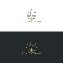 Cannabis logo oil with the inspiration of the line art knot logo design