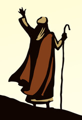Moses with the staff. Vector drawing