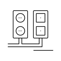 socket and antenna output installation line icon vector illustration