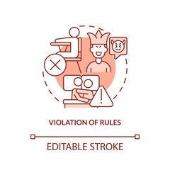 Violation of rules red concept icon. Groups of behaviors. Conduct disorder abstract idea thin line illustration. Isolated outline drawing. Editable stroke. Arial, Myriad Pro-Bold fonts used