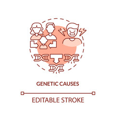 Genetic causes red concept icon. Inherited illness. Conduct disorder causes abstract idea thin line illustration. Isolated outline drawing. Editable stroke. Arial, Myriad Pro-Bold fonts used
