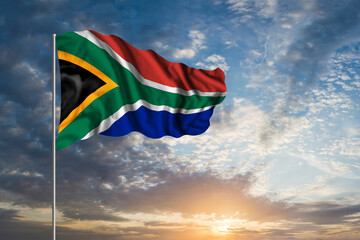 Waving National flag of South Africa