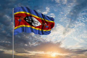 Waving National flag of Swaziland