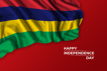 Mauritius independence day greetings card with flag