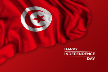 Tunisia independence day greetings card with flag