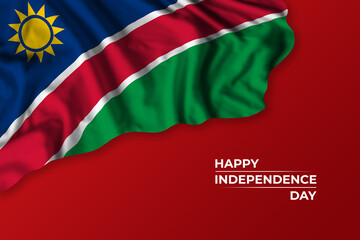 Namibia independence day greetings card with flag © firewings