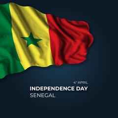 Senegal independence day greetings card with flag - 488042144