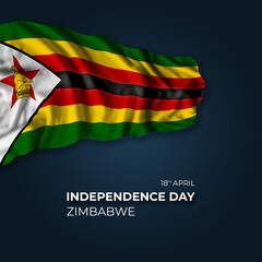 Zimbabwe independence day greetings card with flag