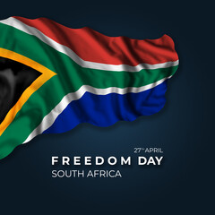 South Africa Freedom day greetings card with flag - 488042177