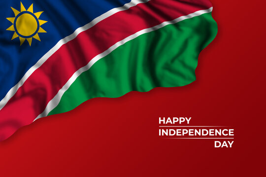 Namibia independence day greetings card with flag