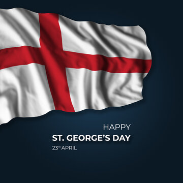 England St Georges day greetings card with flag