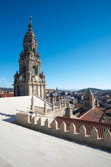 Day view of the torre de Berenguela in Santiago de Compostela Cathedral