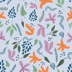 seamless floral pattern, cute flowers pattern, leaves pattern 