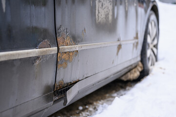 A lot of rust spots on the side doors of the car in winter. The concept of the harm of reagents for...