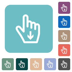 Hand cursor down outline rounded square flat icons