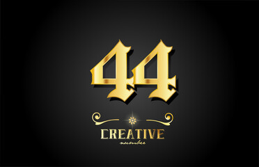 golden 44 number icon logo design. Creative template for business - obrazy, fototapety, plakaty